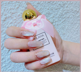 Milk Tea Crystal Stone Cat Eye Nail Polish Phosgene