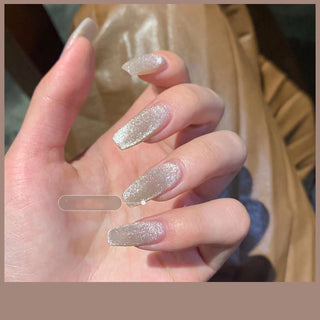 Milk Tea Crystal Stone Cat Eye Nail Polish Phosgene