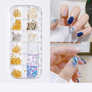 Pearl Butterfly Nail Patch Nail Art Jewelry Set - Phosgene