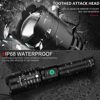 Super Bright Flashlight Zoomable USB Rechargeable Electric Torch 5 Modes Torch Outdoor Fishing Waterproof - Phosgene