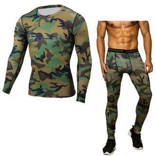 Camouflage Compression Baselayer Set Sports Compression Set Long Sleeve T-Shirt Tights Exercise Clothes Workout Bodysuit Fitness Suits For Men - Phosgene