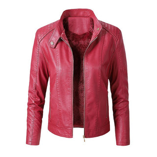 New Women's Leather Jackets Plus Velvet Jackets Fashion PU Ladies Leather Jackets - Phosgene