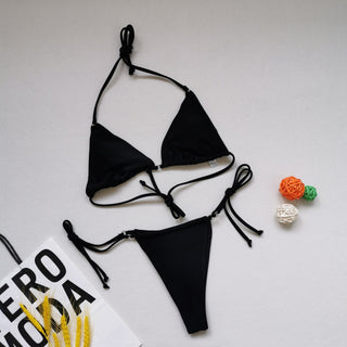 Multicolor Bikini Sexy Split Swimsuit Halter Tie - Phosgene