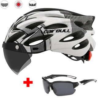 Road mountain bike riding helmet with lens and brim taillight - Phosgene