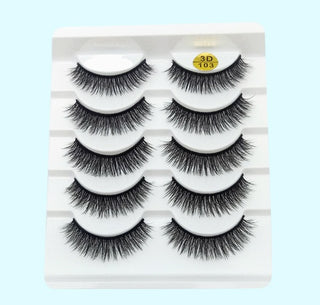 Mink False Eyelashes 3D False Eyelashes Five Pairs Of Soft Cotton Stalk Eyelashes - Phosgene