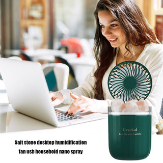 Portable Crystal Aromatheraphy Humidifier USB Wireless Aroma Essential Oil Diffuser With Adjustable Fan Warm Light Air Cooler Phosgene