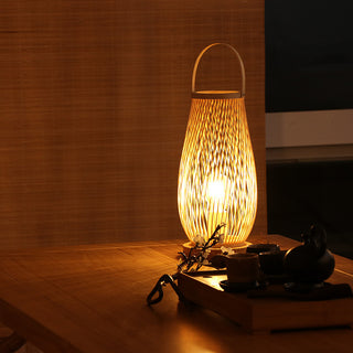 Japanese Style Hotel Bedside Lamp Modern Minimalist Bamboo Weaving Phosgene