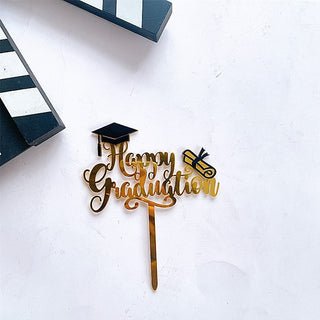 1Pc Graduation Party Decor Cake Toppers Acrylic Letter Hats Cake Flags Congrat Grad for Class Graduate Party Decorations - Phosgene