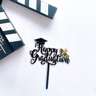 1Pc Graduation Party Decor Cake Toppers Acrylic Letter Hats Cake Flags Congrat Grad for Class Graduate Party Decorations - Phosgene