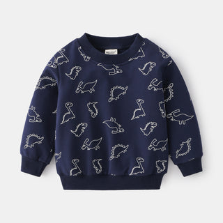 Unhooded Pullover Long Sleeve Blue Grey Cute Boy Sweatshirt - Phosgene