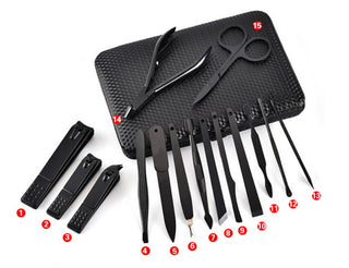 The factory Manicure black black stainless steel repair beauty set 15 nail clippers high-end household scissors - Phosgene