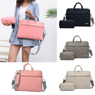 PU Leather Women Laptop Bag Notebook Carrying Case Briefcase For Macbook Air 13.3 14 15.6 Inch Men Handbags Shoulder Mouse Bag - Phosgene