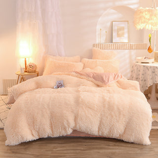 Luxury Thick Fleece Duvet Cover Queen King Winter Warm Bed Quilt Cover Pillowcase Fluffy Plush Shaggy Bedclothes Bedding Set Winter Body Keep Warm - Phosgene