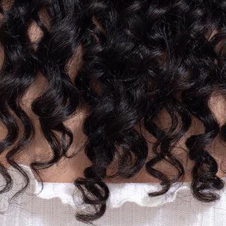 Chemical fiber front lace black small curly wig - Phosgene