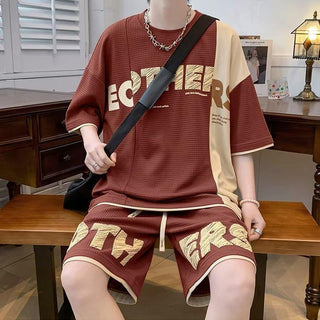 Men's Fashion Casual Short Sleeve T-shirt Shorts Set Phosgene