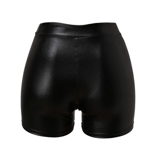 Women's Fashion Slim Fit Leather Pants High Waist Shorts - Phosgene