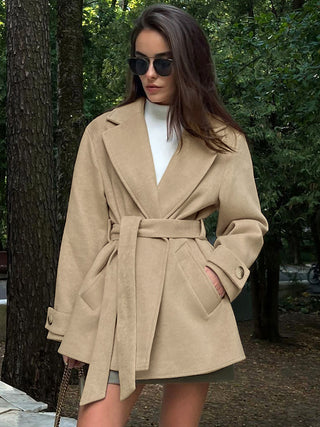 Retro Khaki Suit Collar Trench Coat Coat - Phosgene