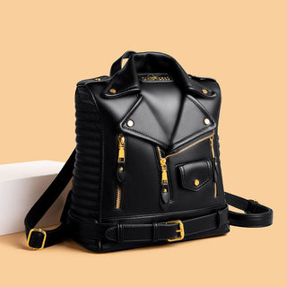 Soft Leather Textured Jacket Trendy Wild Clothes Backpack - Phosgene