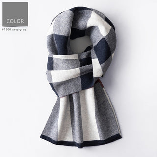 Wool Scarf Men's Winter Plaid Double-sided Scarf - Phosgene