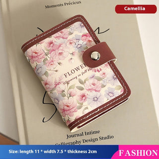 Women's Flower Oil Painting Retro Style Large Capacity Card Holder Phosgene