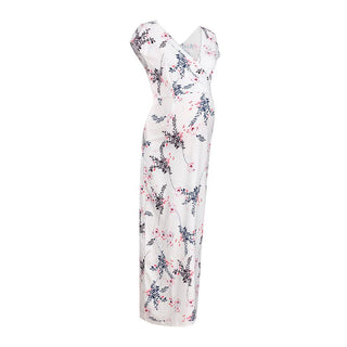 Printed Slim Thin Floral Chiffon Dress - Phosgene