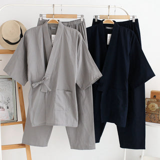 Men's kimono pajamas cotton double gauze loose pajamas - Phosgene