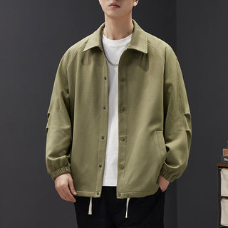 Casual Lapel Button Jacket Men Fashion Versatile Pocket Outwear Tops - Phosgene