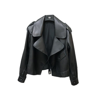 Women's Short Loose Small Leather Jacket - Phosgene