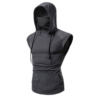 Mens Mask Button Sports Vest Hooded - Phosgene