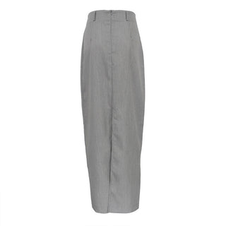 Commuting French Grey High Waisted Temperament Skirt - Phosgene