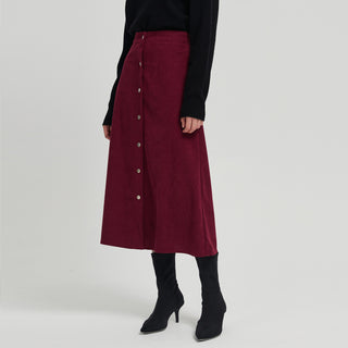 Corduroy Skirt Long Single-breasted High Waist Autumn And Winter Skirt - Phosgene