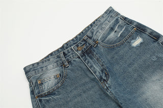 Washed And Frayed Jeans Men's Street Tide Brand Phosgene