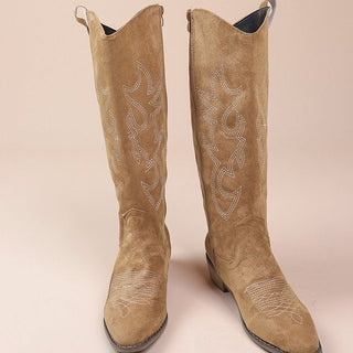 Vintage Embroidered V Cut Martin Boots For Women - Phosgene