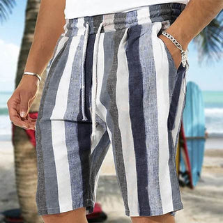 Men's Beach Drawstring Shorts Striped 3D Printing European And American Phosgene