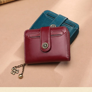 Oil Wax Genuine Leather Lady's Wallet European And American Style Phosgene