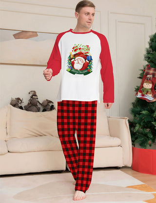 Christmas Parent-Child Clothes Set Long Sleeve T-Shirt Plaid Pants Family Matching Pajamas - Phosgene