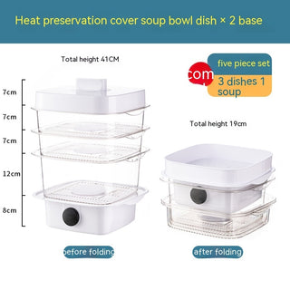 Multi-layer Dish Cover Heat Preservation Kitchen Cover Dining Table Leftover Storage Box Transparent Stack Cooking Hood Steamer Phosgene