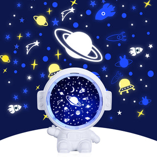 Galaxy Star Projector Starry Sky Night Light Astronaut Lamp Room Decr Gift Child Kids Baby Christmas Spaceman Projection - Phosgene