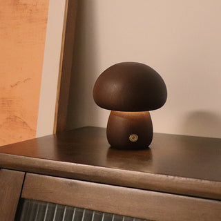 INS Wooden Cute Mushroom LED Night Light With Touch Switch  Bedside Table Lamp For Bedroom Childrens Room Sleeping Night Lamps Home Decor - Phosgene