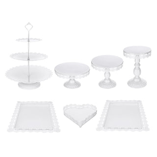 European Style Wrought Iron Cake Stand Set Wedding Dessert Stand Lace Props Plate - Phosgene