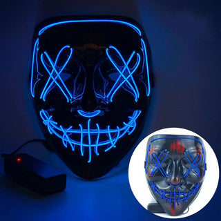 3-Mode LED Mask Neon Stitches Costume Halloween Purge Cosplay Light Up Glow Wire - Phosgene