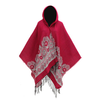 European And American Flower Woven Split Shawl Acrylic Fiber Hat Cloak - Phosgene