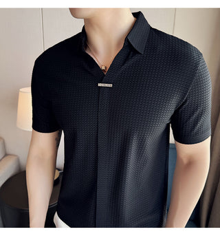 Men's Thin Waffle Short-sleeved Polo Shirt Phosgene