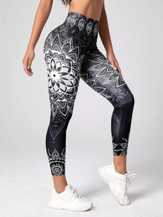 Ink Printing Yoga Trousers Fashion Slim Women's Skinny Pants - Phosgene