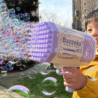 Bubble Gun Rocket 69 Holes Soap Bubbles Machine Gun Shape Automatic Blower With Light Toys For Kids Pomperos - Phosgene