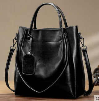 Women's Fashion Simple Portable Oil Wax Cattle Leather Bag - Phosgene