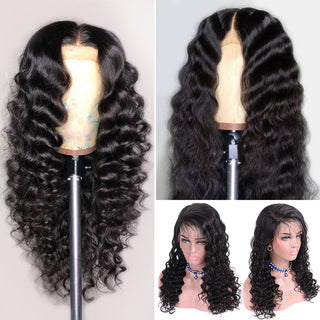 Chemical fiber front lace black small curly wig - Phosgene