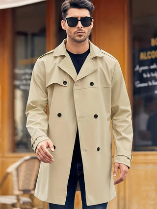 Men's Double-breasted Long-sleeved Lapel Cooked Coat - Phosgene