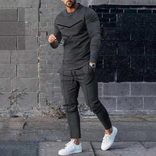 Round Neck Long Sleeve T-shirt Trousers Suit Men Phosgene