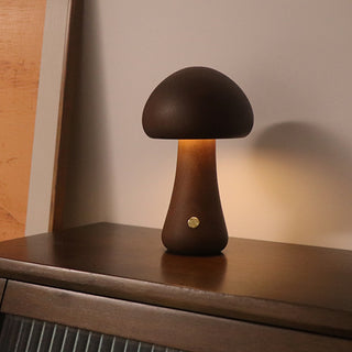 INS Wooden Cute Mushroom LED Night Light With Touch Switch  Bedside Table Lamp For Bedroom Childrens Room Sleeping Night Lamps Home Decor - Phosgene